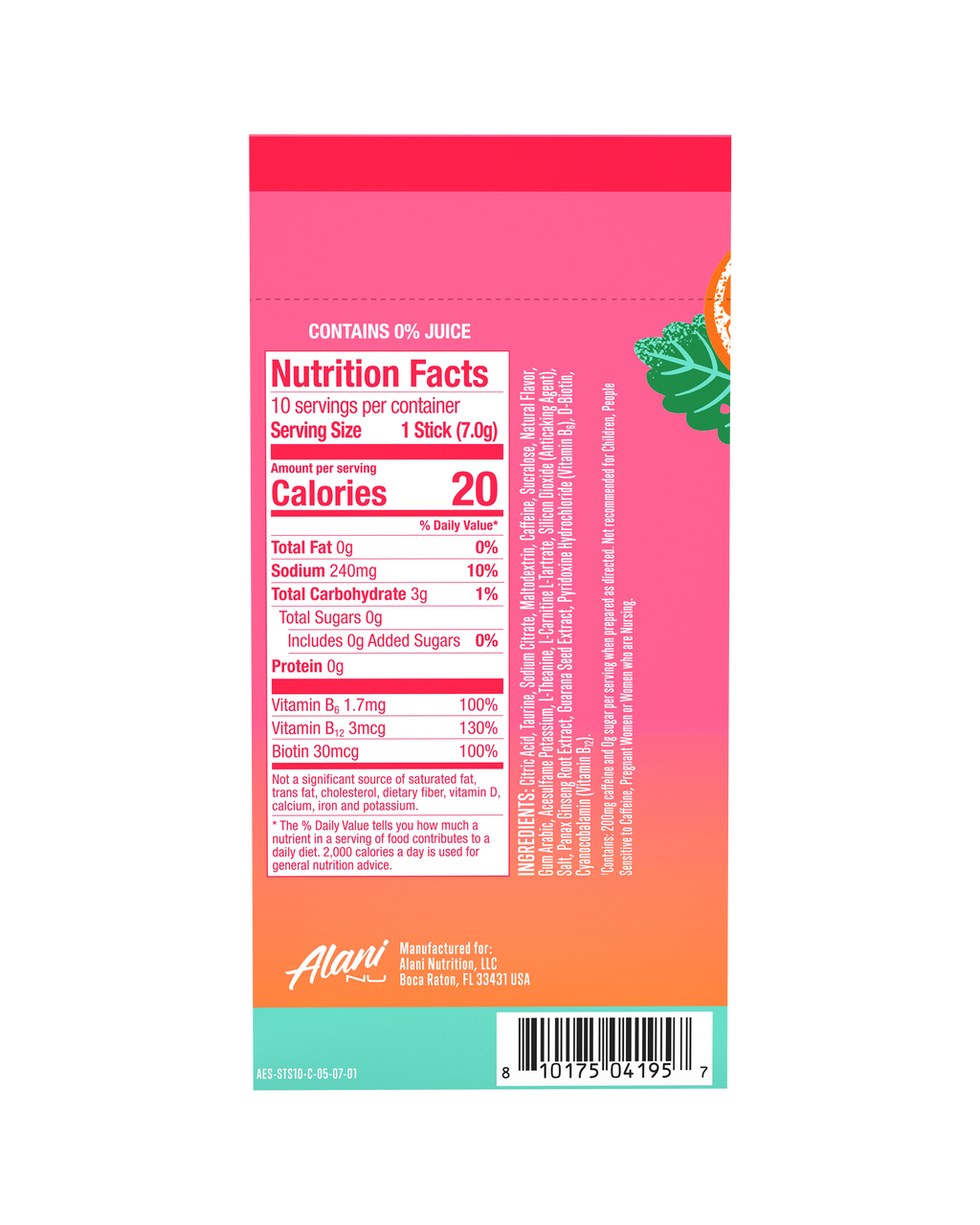 Alani Nu Energy Sticks - Strawberry Sunrise E8 - image 3