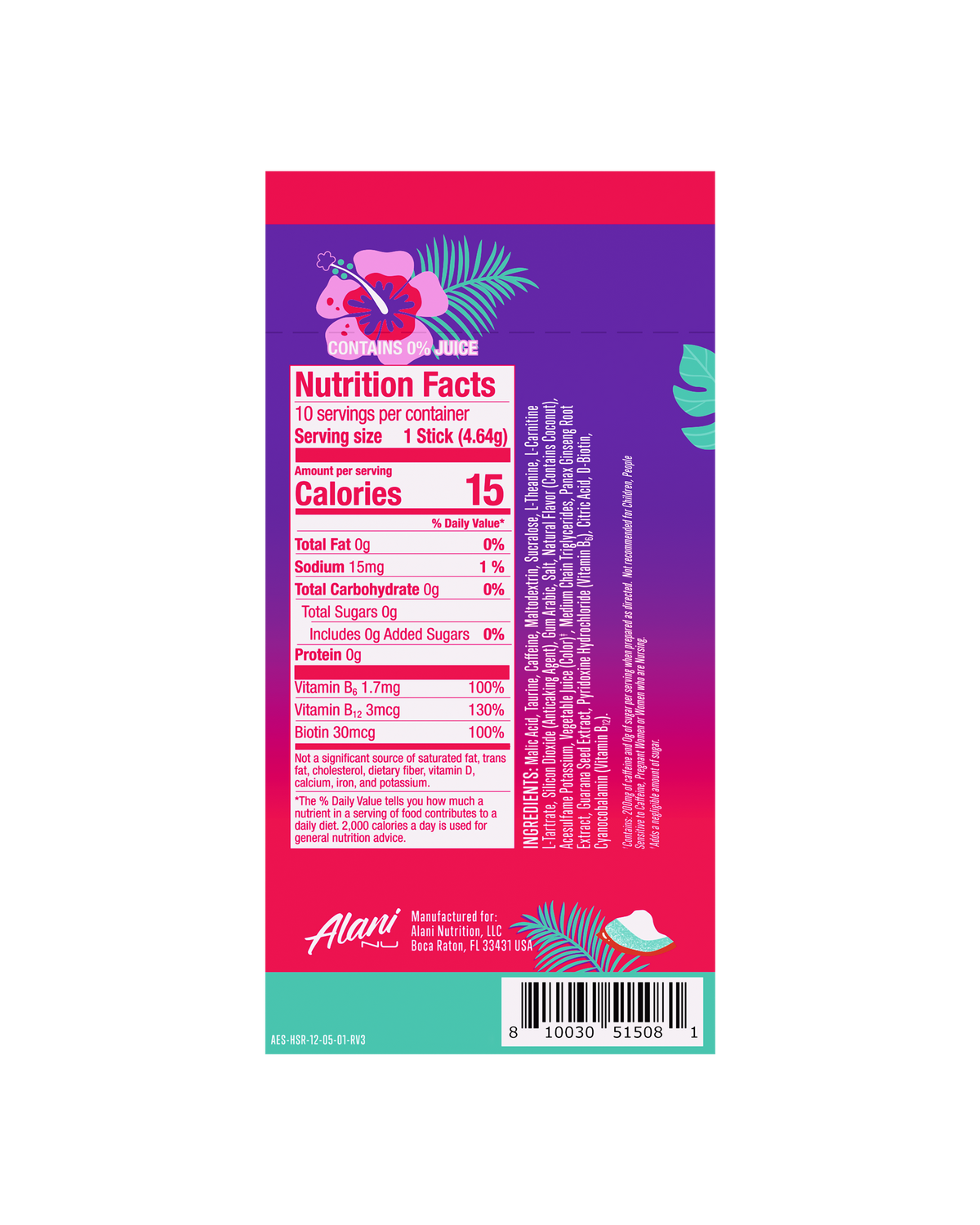 Alani Nu Energy Sticks - Hawaiian Shaved Ice F0 - image 3