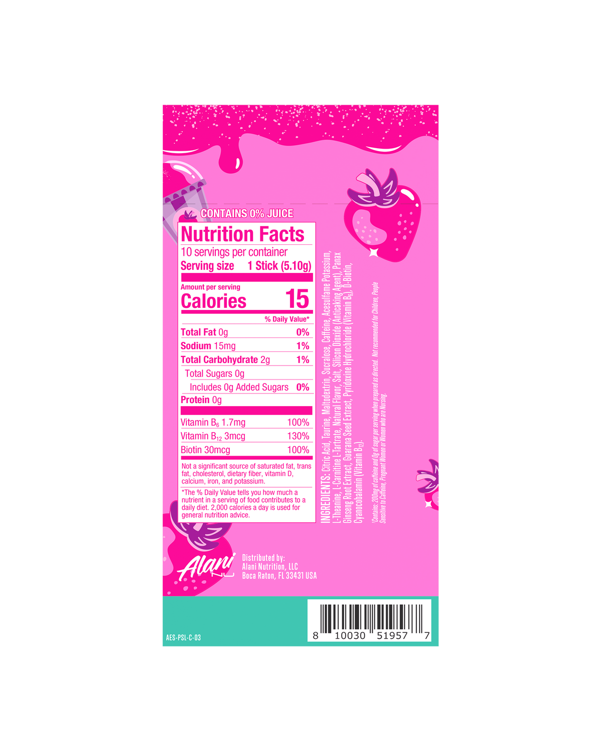 Alani Nu Energy Sticks - Pink Slush H5 - image 3